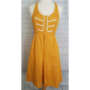 Anthropologie Floreat halter dress mustard yellow